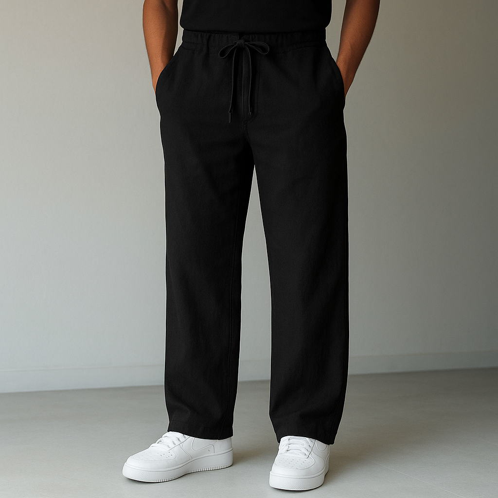 Men's Linen-Style Drawstring Trousers | Relaxed Smart-Casual Fit