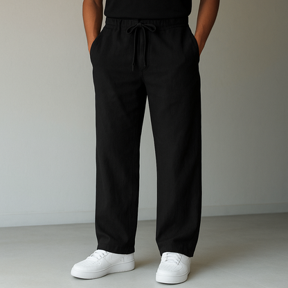 Men's Linen-Style Drawstring Trousers | Relaxed Smart-Casual Fit