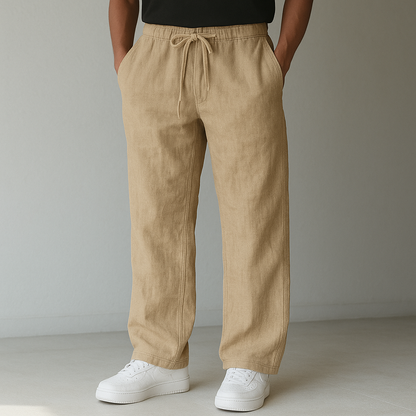 Men's Linen-Style Drawstring Trousers | Relaxed Smart-Casual Fit