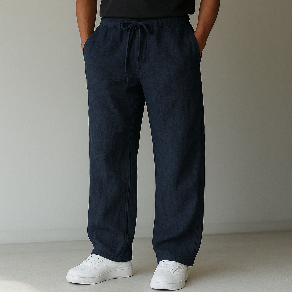 Men's Linen-Style Drawstring Trousers | Relaxed Smart-Casual Fit
