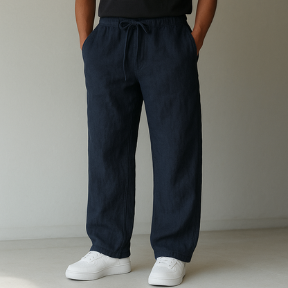 Men's Linen-Style Drawstring Trousers | Relaxed Smart-Casual Fit