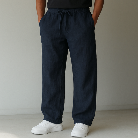 Men's Linen-Style Drawstring Trousers | Relaxed Smart-Casual Fit