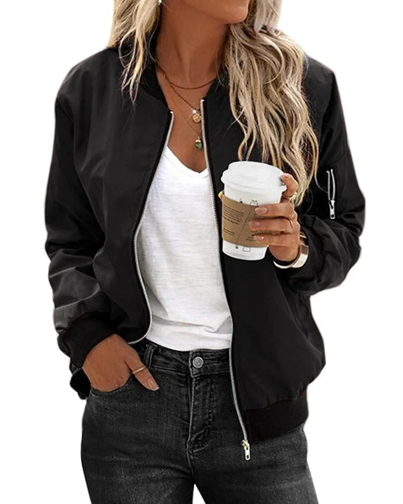Women's Classic Bomber Jacket | Army Green Red Black