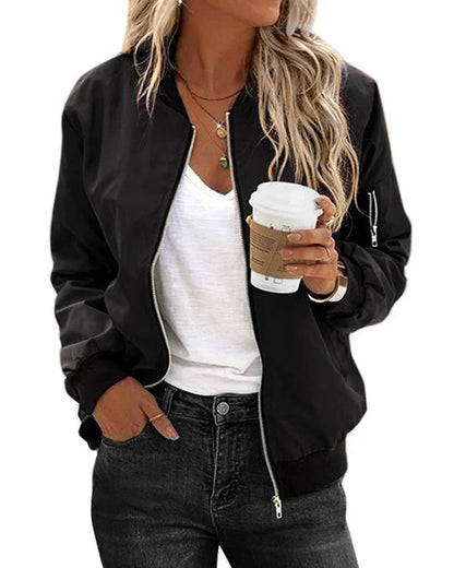 Women's Classic Bomber Jacket | Army Green Red Black