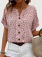 Women's Floral Print Summer Blouse | Button Front Short Sleeve