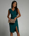 Women's V-Neck Midi Dress | Side Slit Elegant Style
