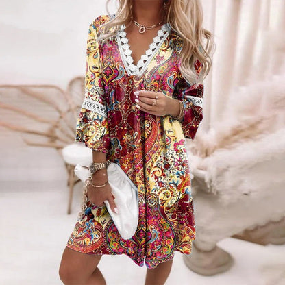 Women's Boho Summer Dress | Crochet Detail
