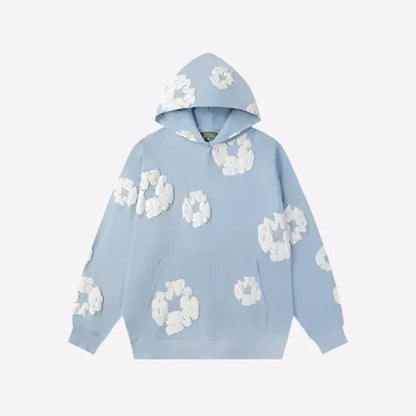 Unisex Denim-Style Printed Hoodie