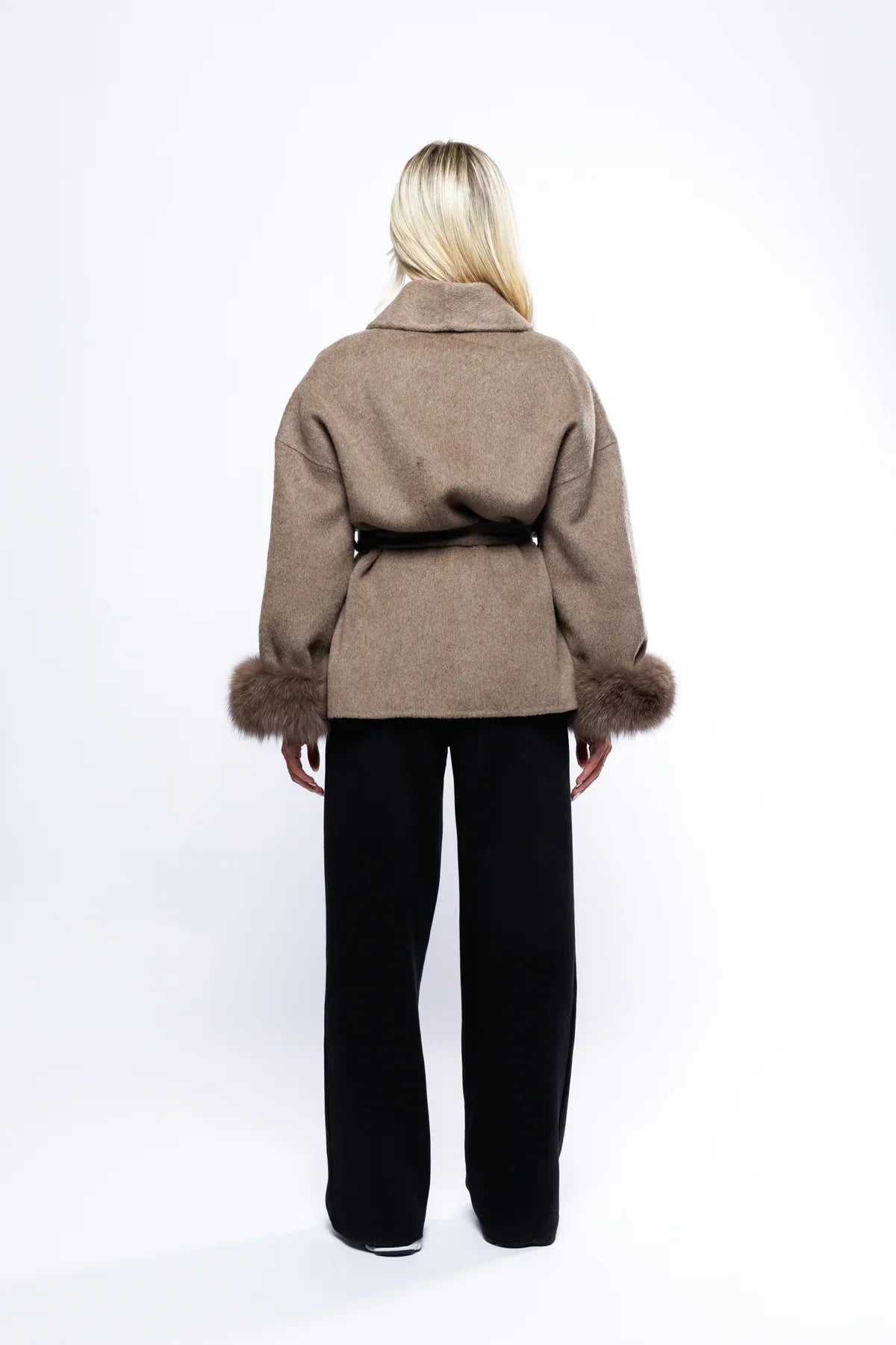 Women's Wrap Coat | Faux Fur Trim Oversized Style