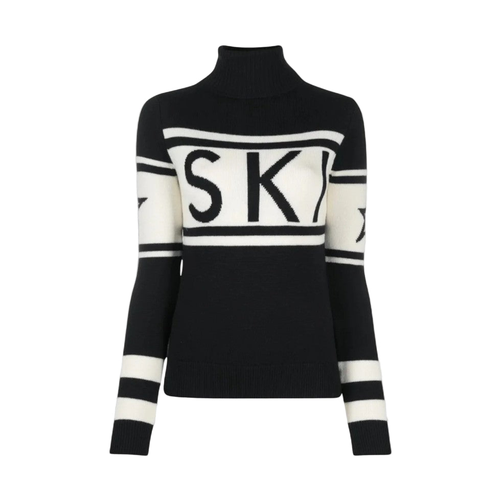 Women’s Wool Blend Turtleneck Sweater with Modern Graphic