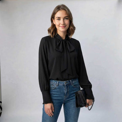 Women's Elegant Blouse with Neck Tie