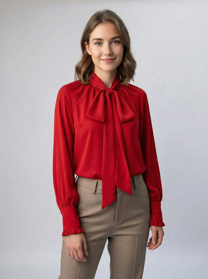 Women's Elegant Blouse with Neck Tie