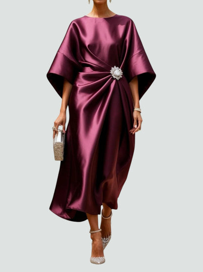Women's Elegant Draped Dress | Jewel Detail Occasion Wear