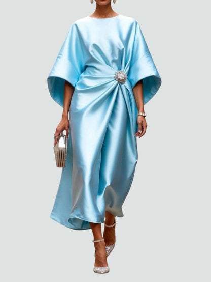 Women's Elegant Draped Dress | Jewel Detail Occasion Wear
