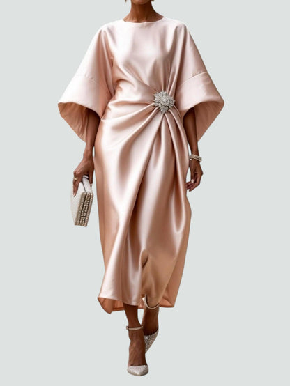 Women's Elegant Draped Dress | Jewel Detail Occasion Wear