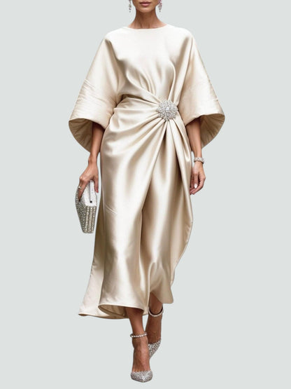 Women's Elegant Draped Dress | Jewel Detail Occasion Wear