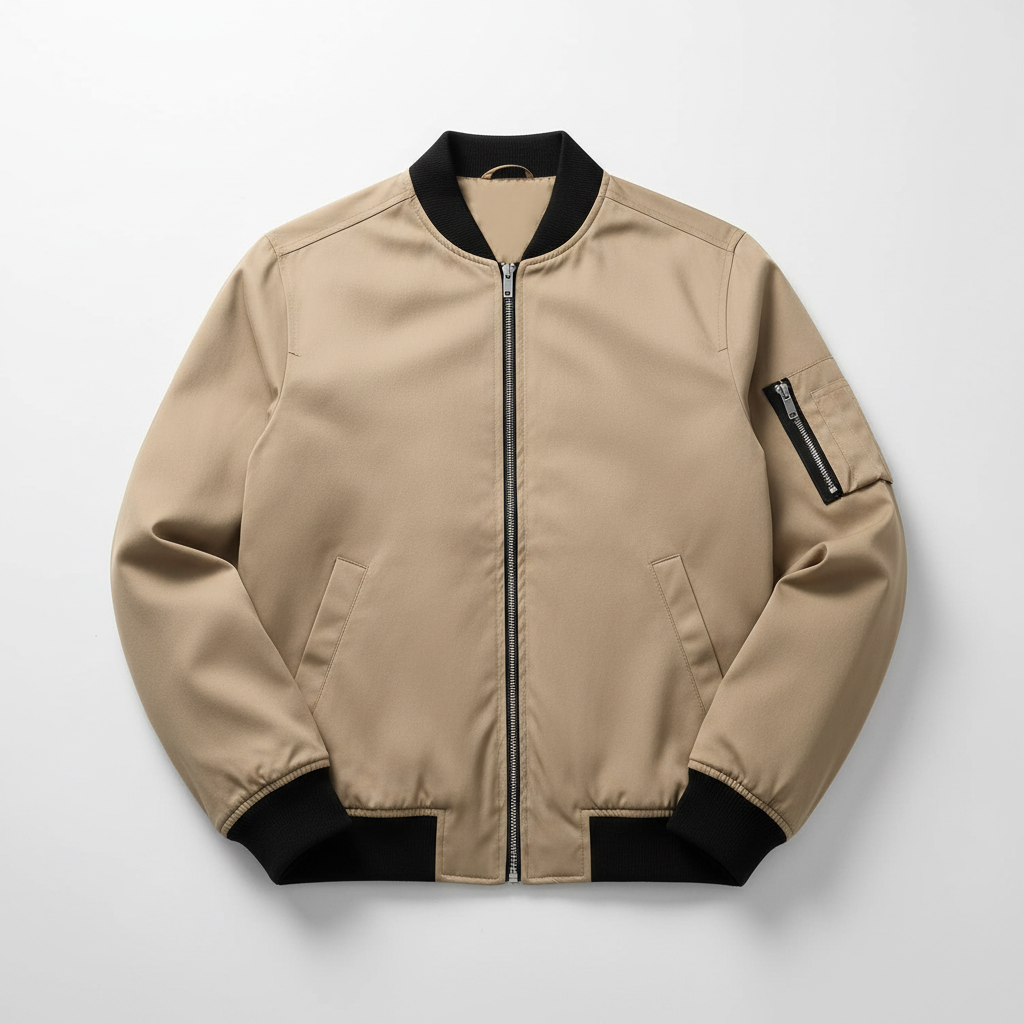 Men's Slim Fit Bomber Jacket | Zip Sleeve Pocket Casual Style