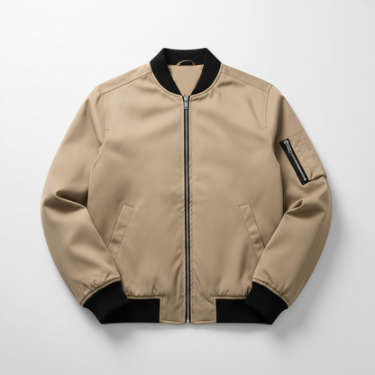 Men's Slim Fit Bomber Jacket | Zip Sleeve Pocket Casual Style