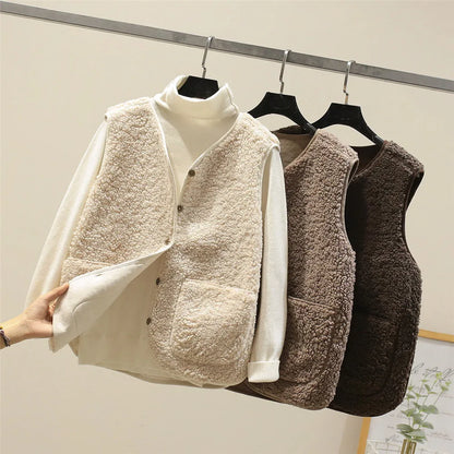Women's Cotton Blend Gilet | Button-Up Vest for Autumn & Winter