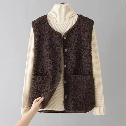 Women's Cotton Blend Gilet | Button-Up Vest for Autumn & Winter