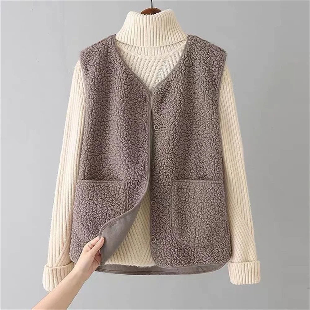 Women's Cotton Blend Gilet | Button-Up Vest for Autumn & Winter