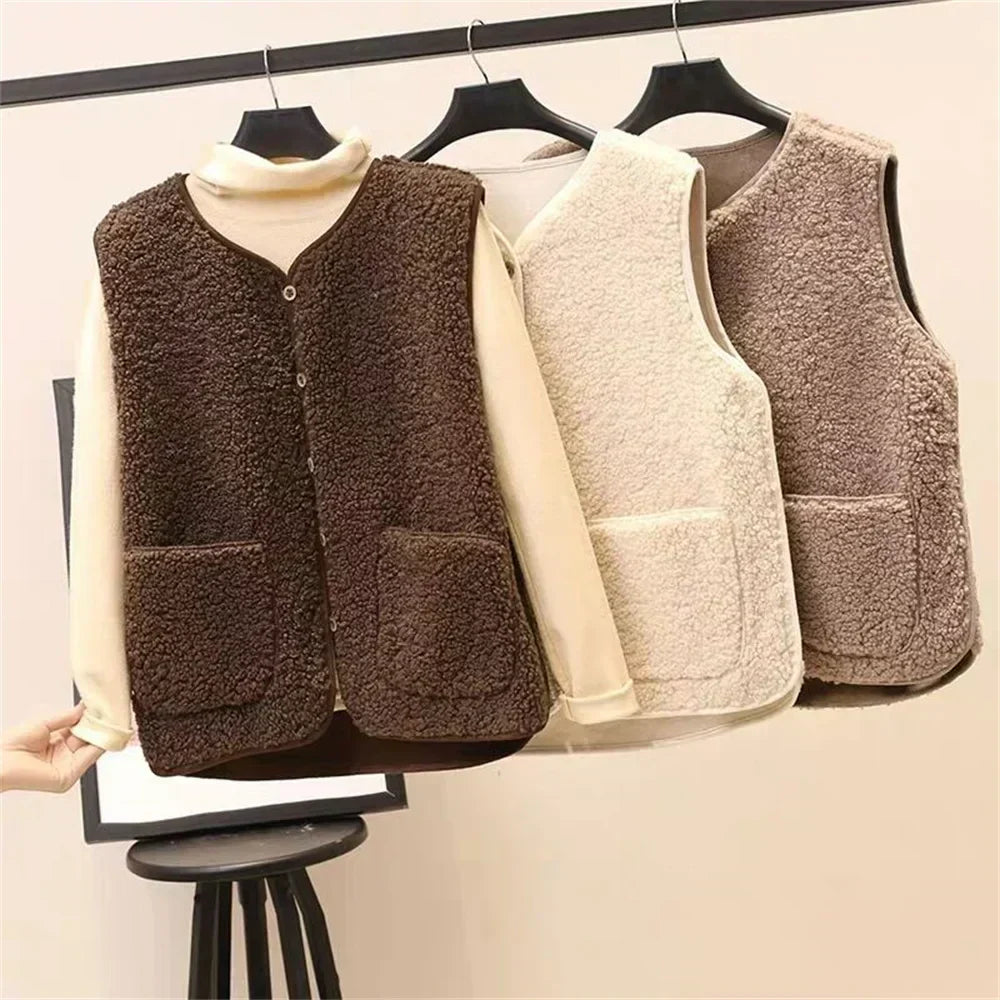 Women's Cotton Blend Gilet | Button-Up Vest for Autumn & Winter