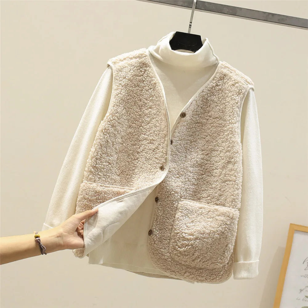 Women's Cotton Blend Gilet | Button-Up Vest for Autumn & Winter