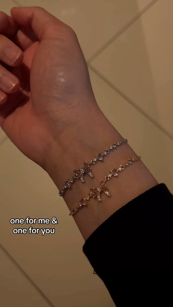 Heart Charm Bracelet | Crystal Bow Statement Jewellery
