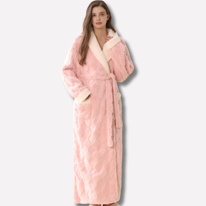 Women's Hooded Flannel Bathrobe | Thick Ankle-Length