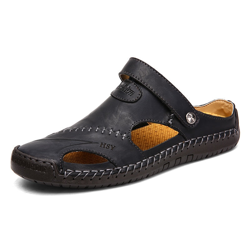 Men's Leather Style Open Sandals | Casual Summer Comfort