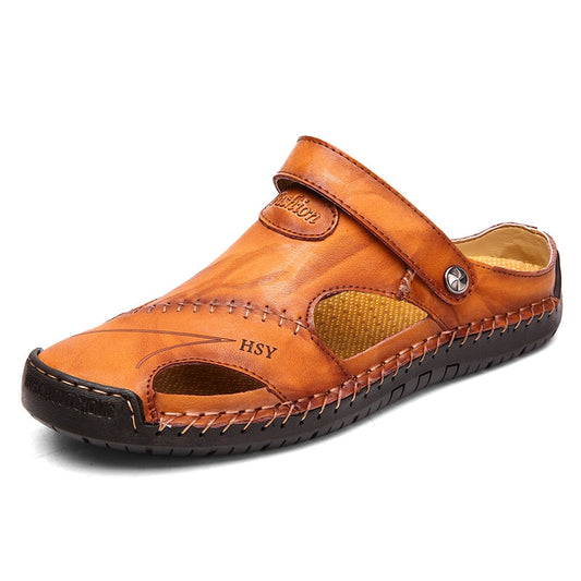 Men's Leather Style Open Sandals | Casual Summer Comfort