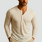 Men's Long Sleeve Henley Top | Slim Fit Cotton Blend Casual Shirt