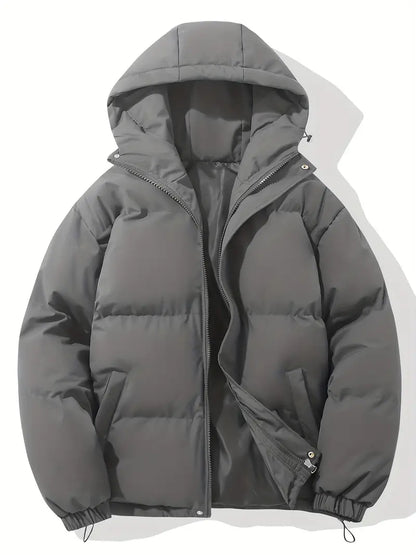 Men's Padded Winter Jacket with Hood | Warm Drawstring Parka Style
