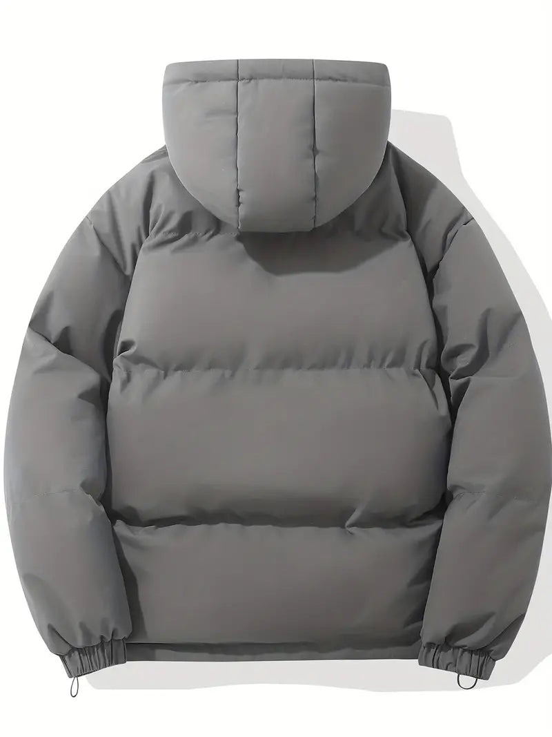 Men's Padded Winter Jacket with Hood | Warm Drawstring Parka Style