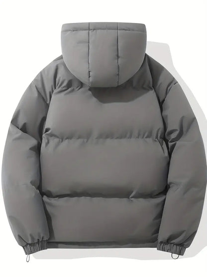 Men's Padded Winter Jacket with Hood | Warm Drawstring Parka Style