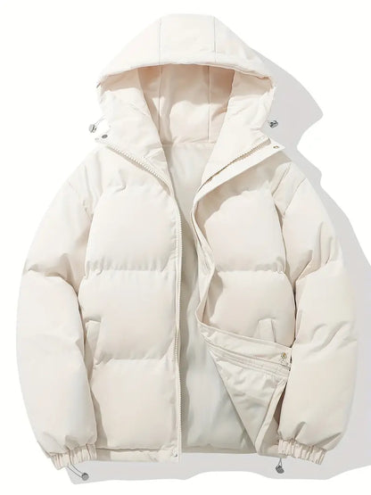 Men's Padded Winter Jacket with Hood | Warm Drawstring Parka Style
