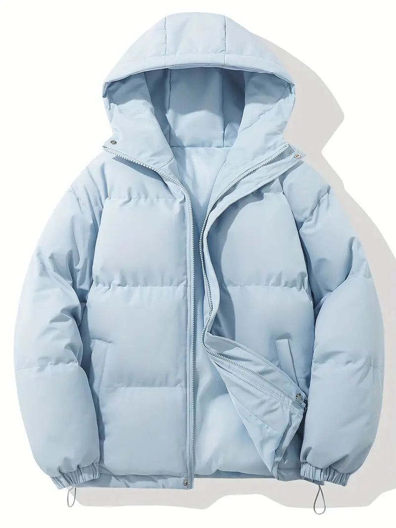 Men's Padded Winter Jacket with Hood | Warm Drawstring Parka Style
