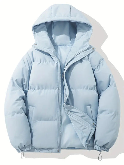Men's Padded Winter Jacket with Hood | Warm Drawstring Parka Style
