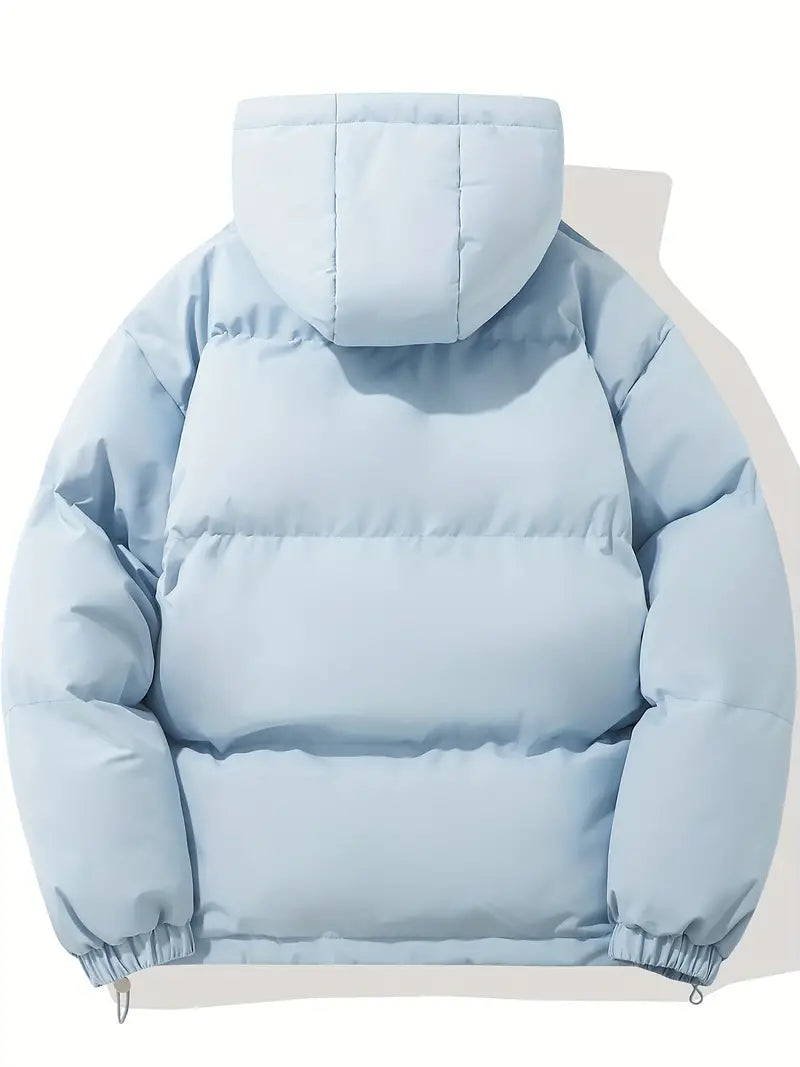 Men's Padded Winter Jacket with Hood | Warm Drawstring Parka Style