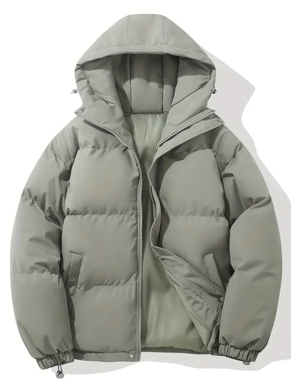 Men's Padded Winter Jacket with Hood | Warm Drawstring Parka Style