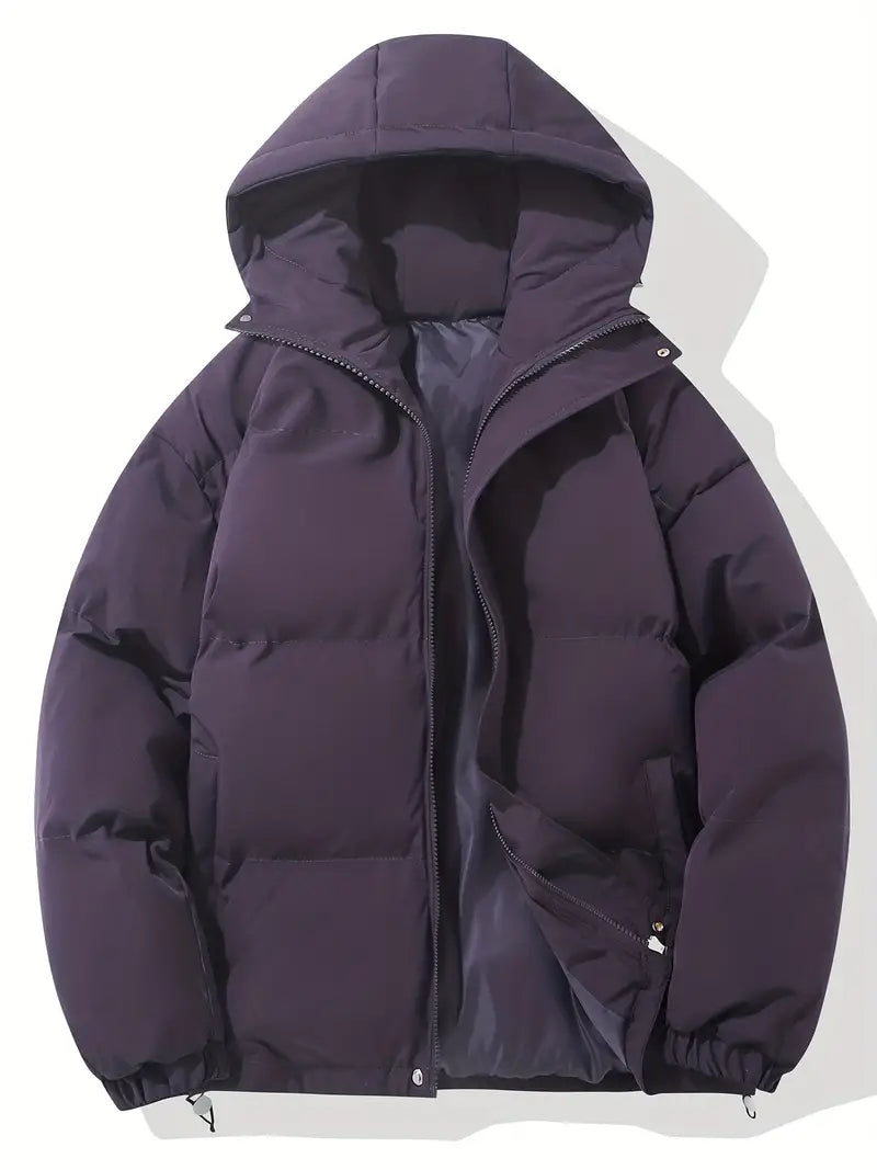 Men's Padded Winter Jacket with Hood | Warm Drawstring Parka Style