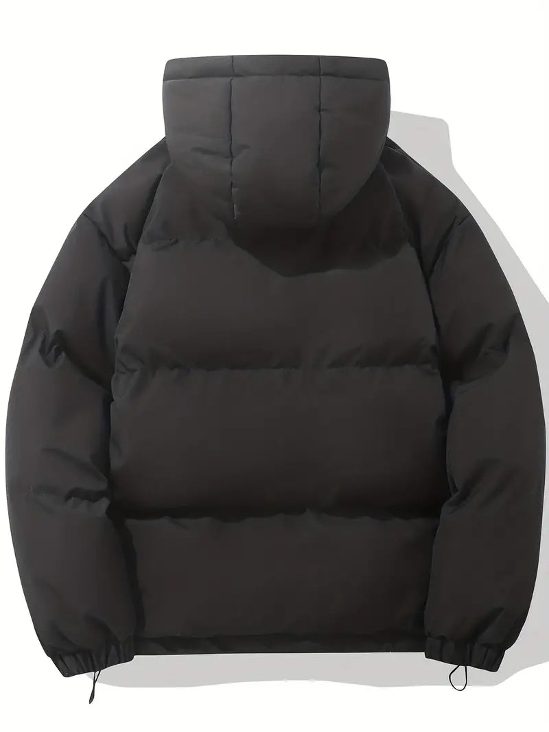 Men's Padded Winter Jacket with Hood | Warm Drawstring Parka Style
