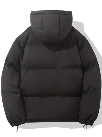 Men's Padded Winter Jacket with Hood | Warm Drawstring Parka Style