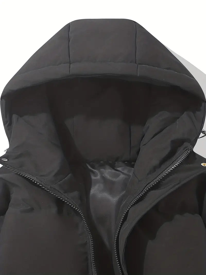 Men's Padded Winter Jacket with Hood | Warm Drawstring Parka Style