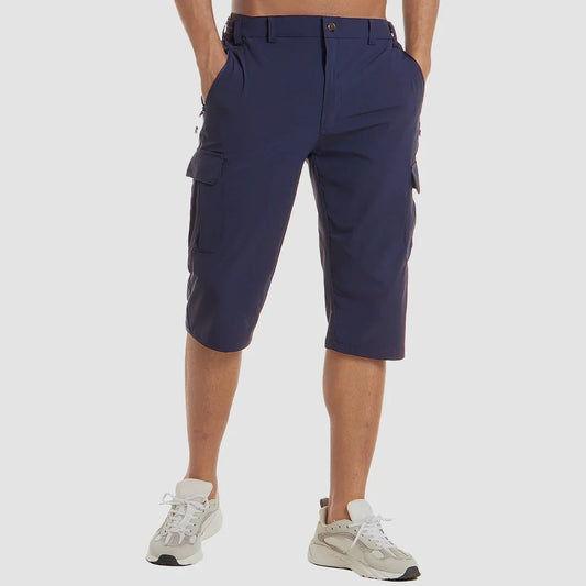 Men's Knee-Length Cargo Shorts | Flap Side Pockets Zip Fly