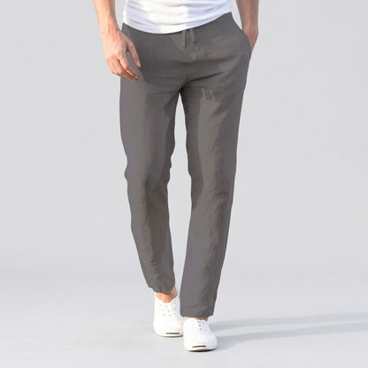 Men's Linen Style Trousers | Elastic Drawstring Waist