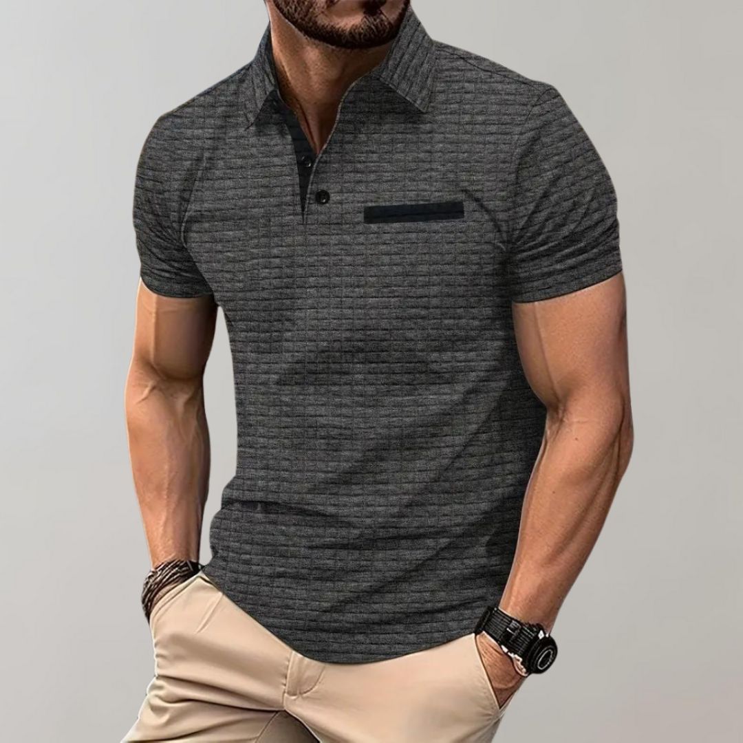 Men's Check Pattern Polo Shirt | Contrast Collar Detail