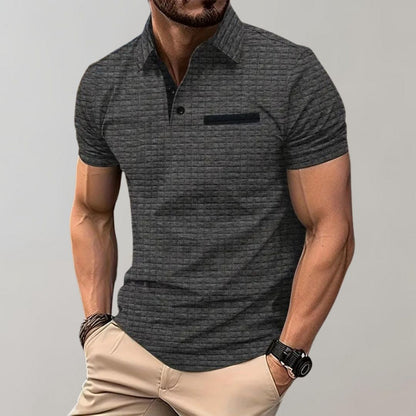 Men's Check Pattern Polo Shirt | Contrast Collar Detail