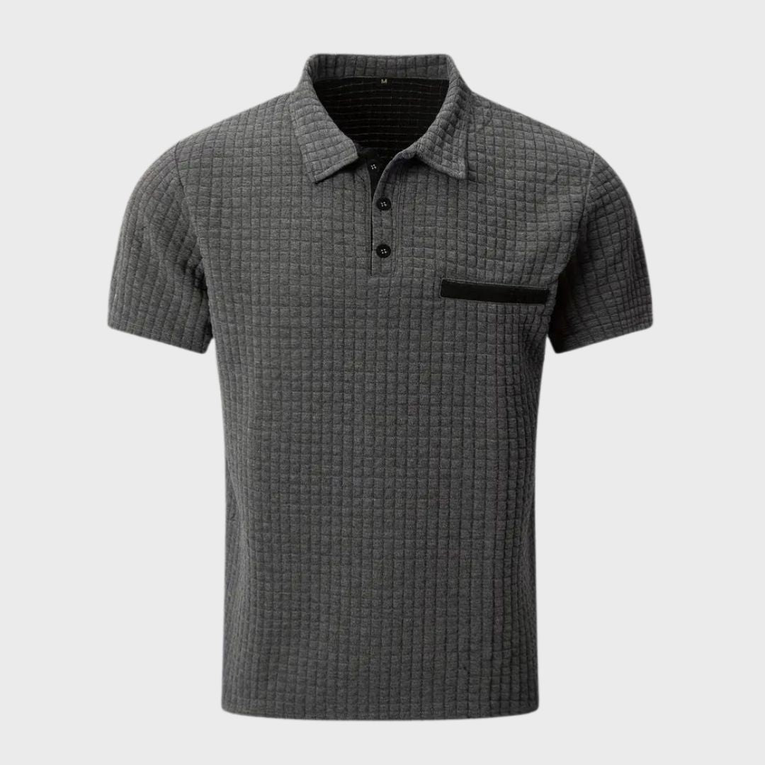 Men's Check Pattern Polo Shirt | Contrast Collar Detail