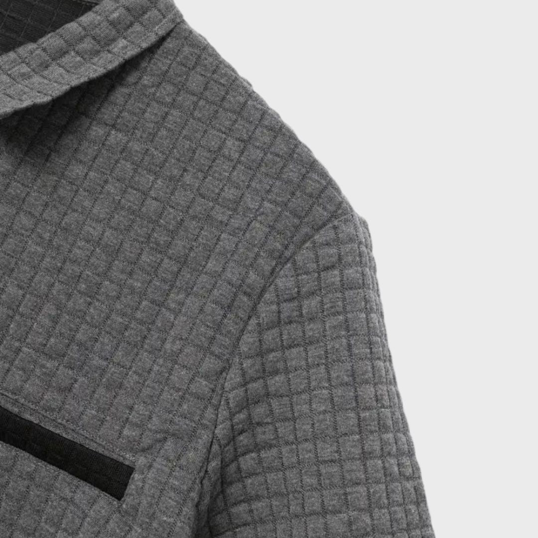 Men's Check Pattern Polo Shirt | Contrast Collar Detail